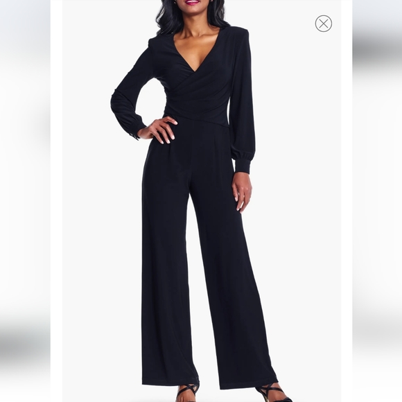 Adrianna Papell Pants - Adrianna Papell Long Jersey Matte Jumpsuit Black Size 16 NWT